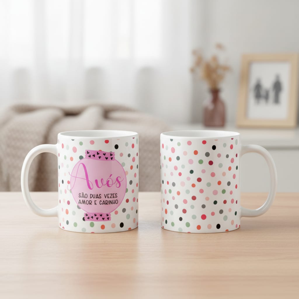 Caneca Presente Criativo Personalizado Avós Duas Vezes Amor - Família (Avó/Avô)
