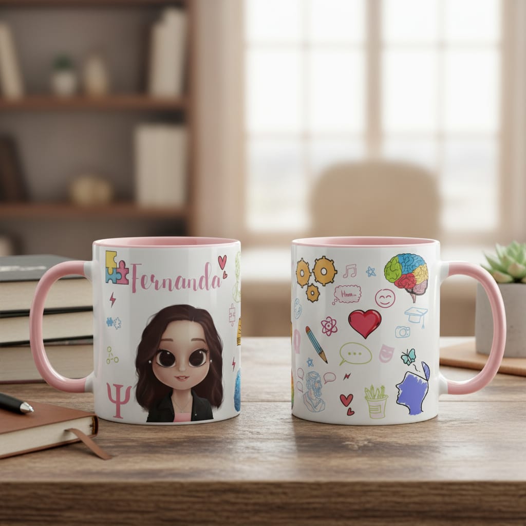 Caneca Presente Criativo Personalizado Profissão Psicóloga - Profissões (Psicólogo(a))