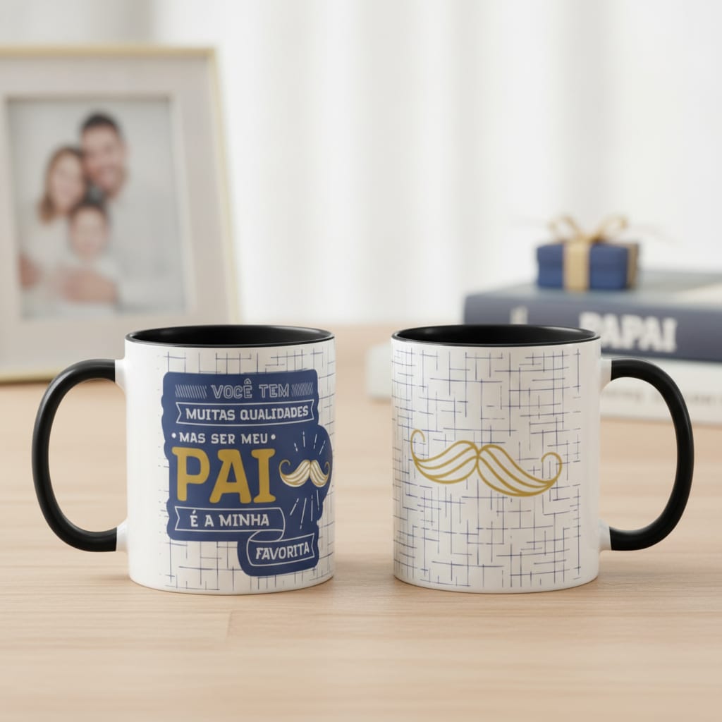Caneca Presente Dia Dos Pais Para Pai De Muitas Qualidades - Família (Pai)