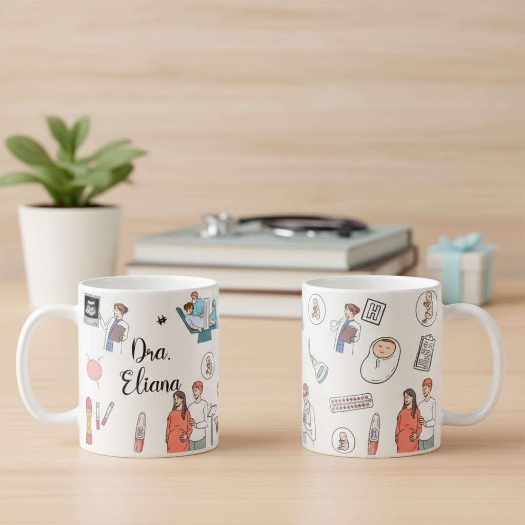 Caneca Presente Divertido com Nome Ginecologista Obstetra - Profissões (Obstetra)