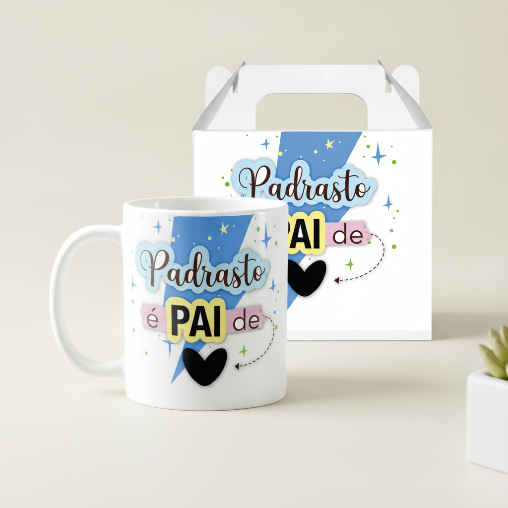 Caneca Presente Especial para Padrasto É Pai do Coração