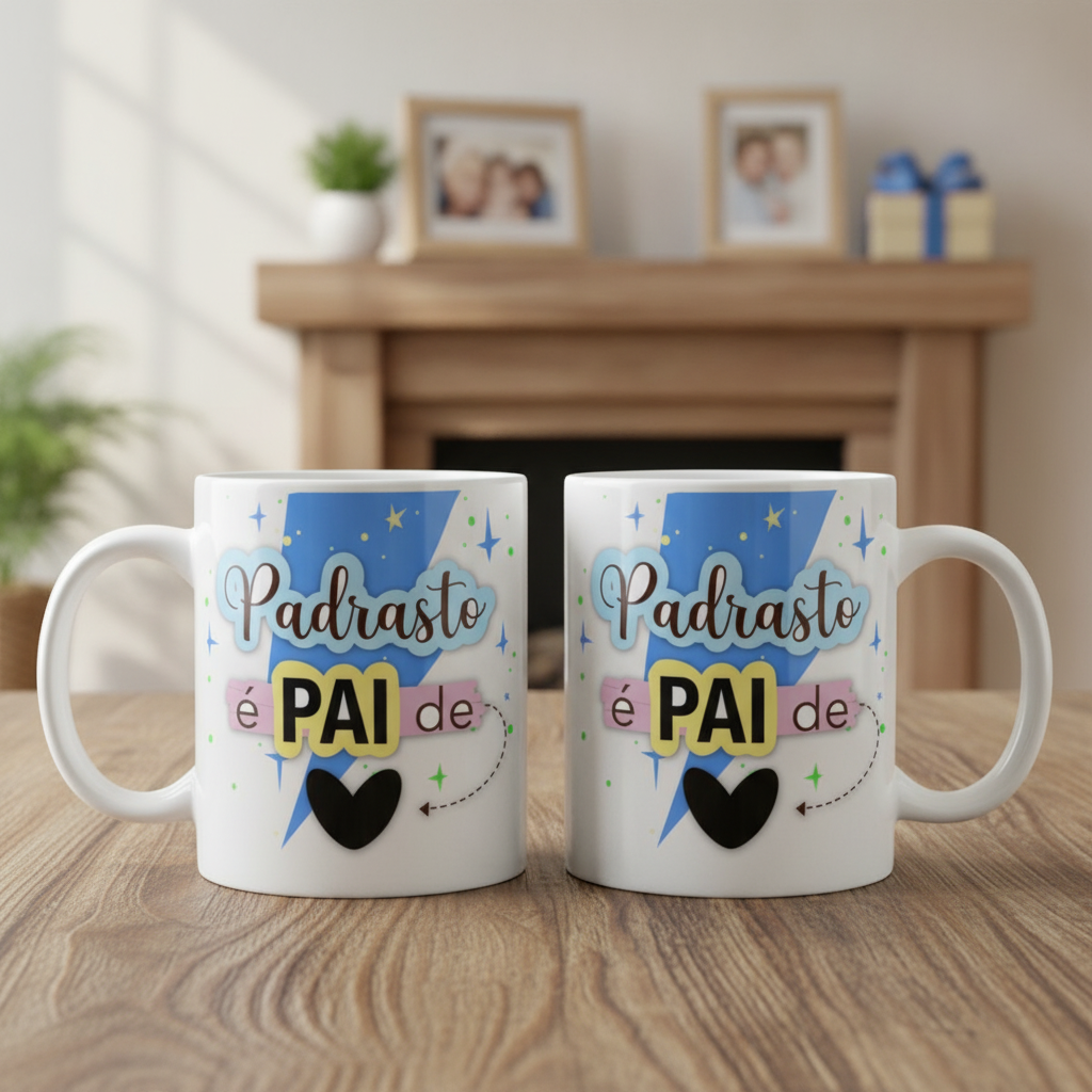 Caneca Presente Especial para Padrasto É Pai do Coração - Família (Padrasto)
