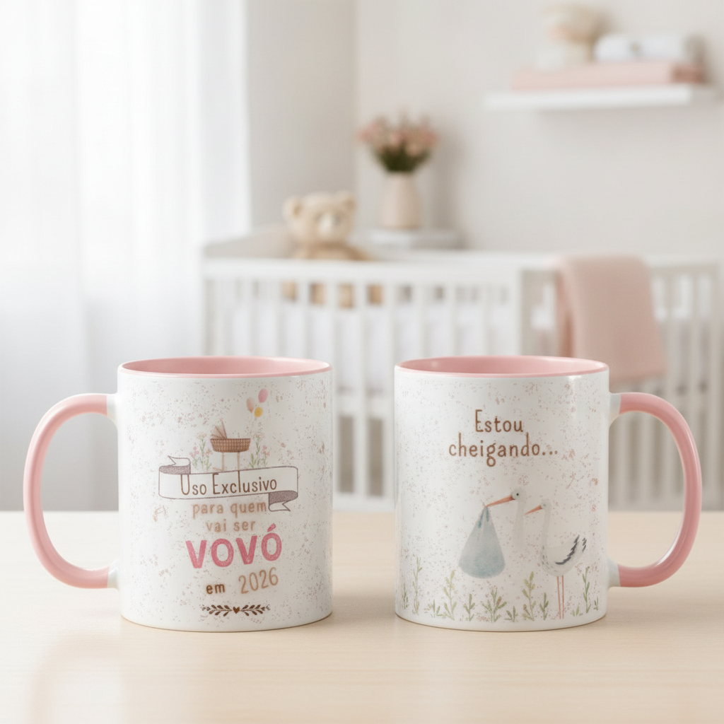 Caneca Presente Especial Revelação Quem Vai Ser Avó  - Anúncio de Gravidez (Avó/Vovó)