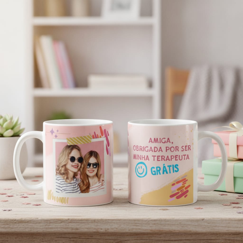 Caneca Presente Feminino Personalizado Com Foto E Frase - Outros (Amigas)