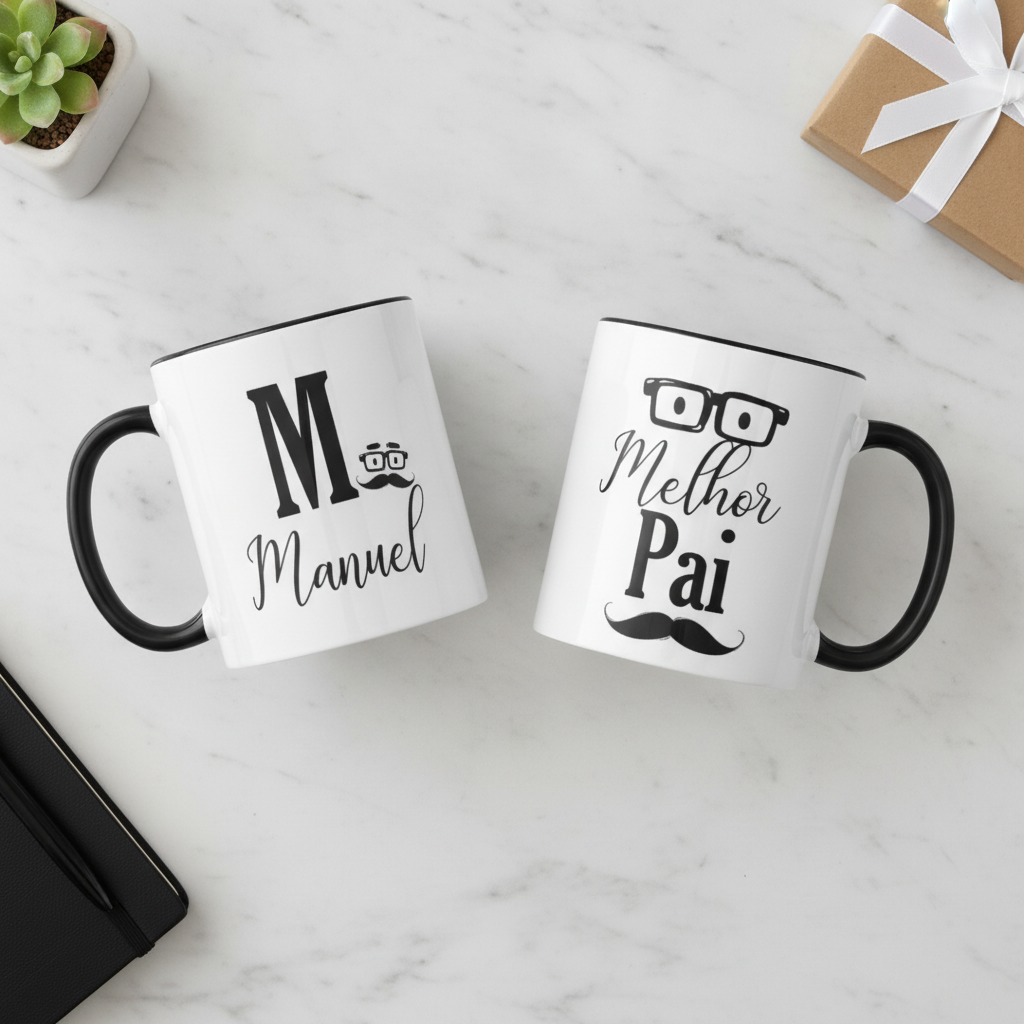 Caneca Presente Masculino Criativo para Melhor Pai com Nome - Família (Pai)