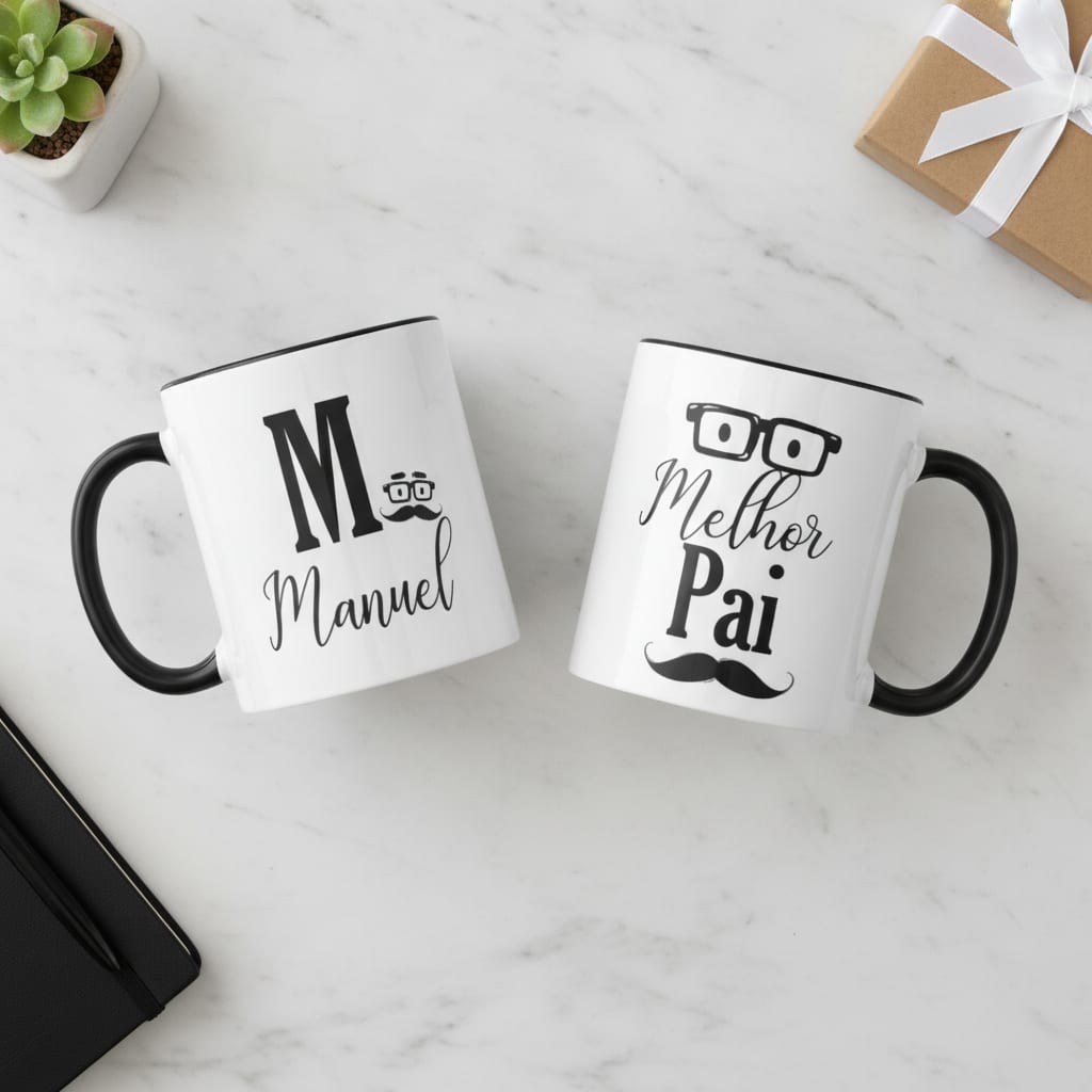 Caneca Presente Masculino Criativo para Melhor Pai com Nome - Família (Pai)