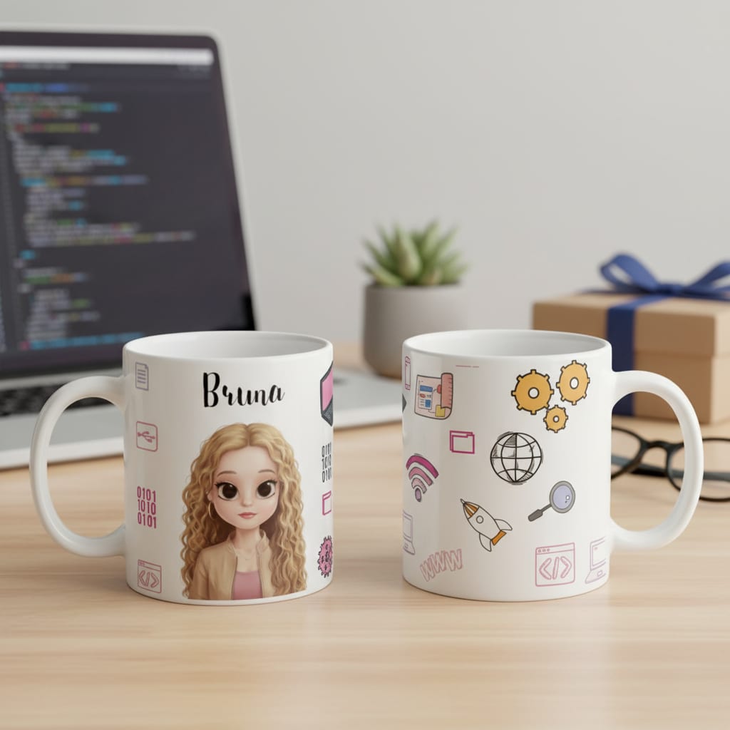 Caneca Presente Mulher Profissional Tecnologia Programadora - Profissões (Programador(a))