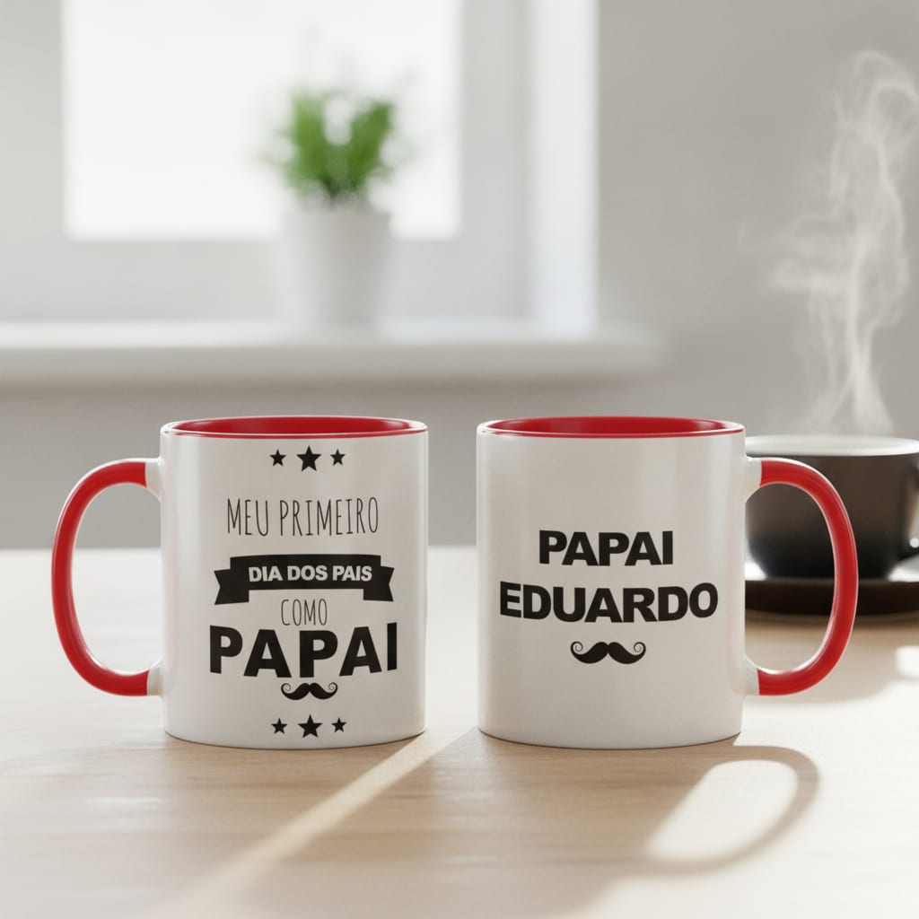 Caneca Presente Pai Frase Primeiro Dia dos Pais com Nome - Família (Pai)