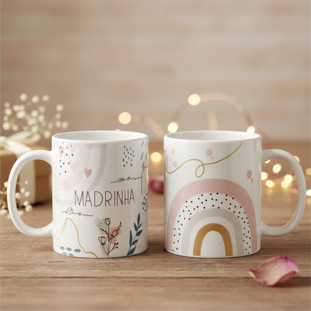 Caneca Presente para Madrinha Batizado Crisma Casamento - Casamento (Madrinhas)