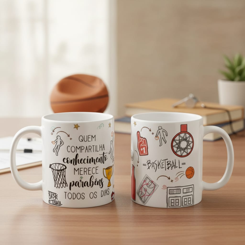 Caneca Presente para o Professor de Educação Física Basquete - Dia dos Professores (Educação Física)