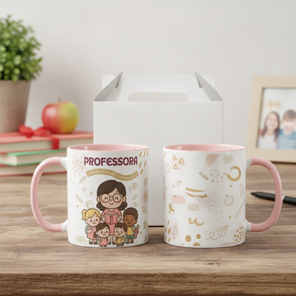 Caneca Presente para Professora Amor e Gratidão pelos Alunos - Dia dos Professores (Professor(a))