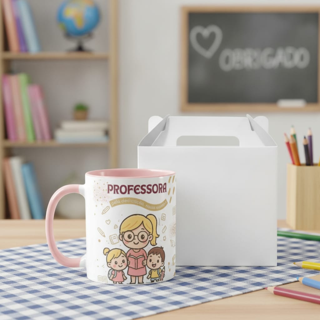 Caneca Presente para Professora Amor e Gratidão Prof Loira