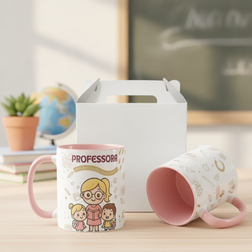 Caneca Presente para Professora Amor e Gratidão Prof Loira - Profissões (Professor(a))