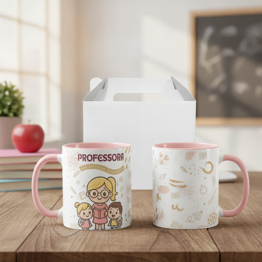Caneca Presente para Professora Amor e Gratidão Prof Loira