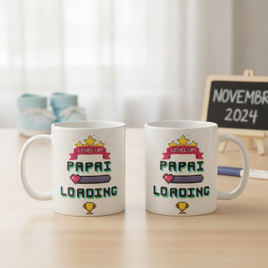 Caneca Presente Para Revelar Gravidez Papai Loading - Anúncio de Gravidez (Pai)