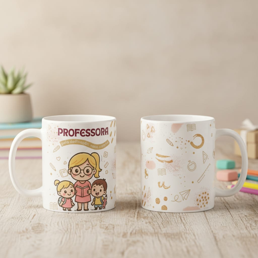 Caneca Professora Loira Pronta Entrega Dia dos Professores Presente - Dia dos Professores (Professor(a))