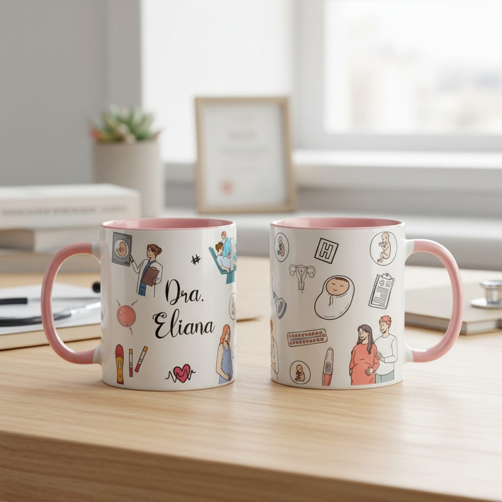 Caneca Presente Personalizada Médica Ginecologista Obstetra - Profissões (Médico(a))