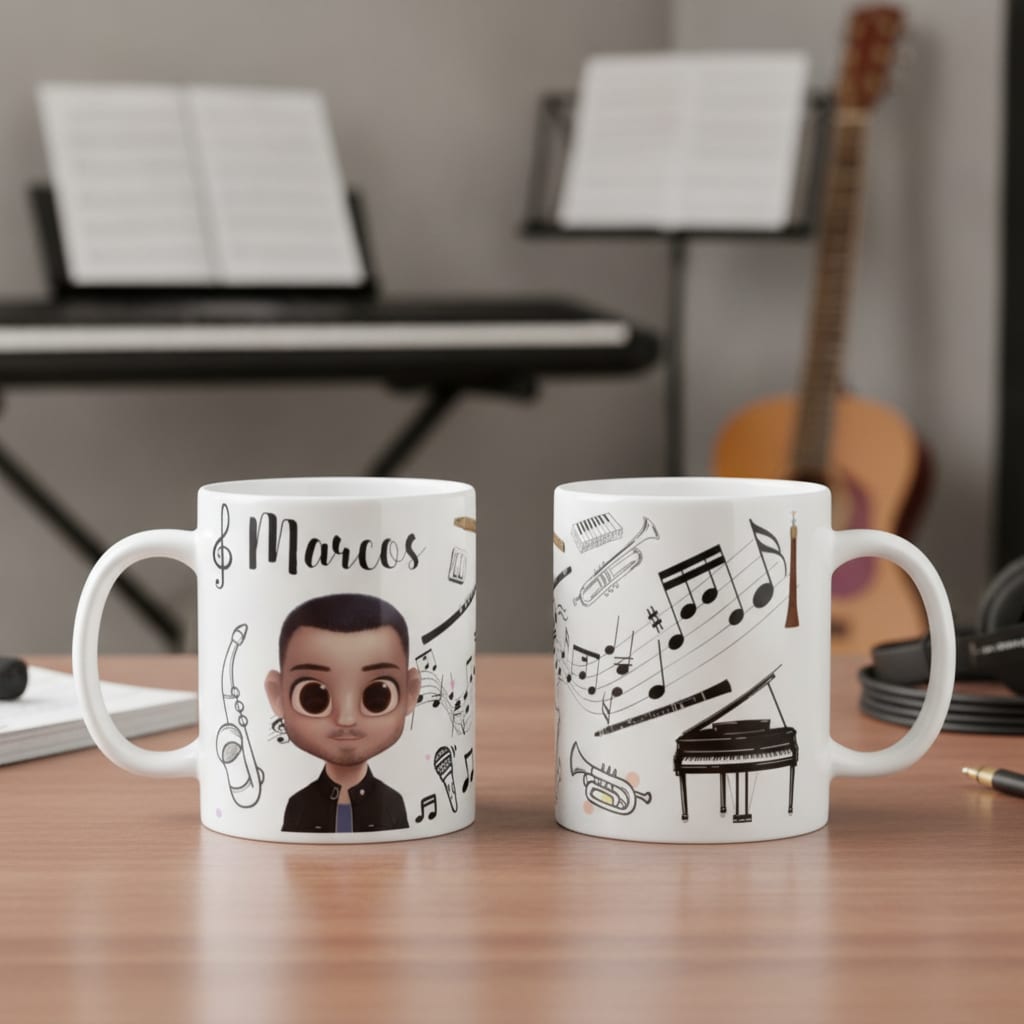 Caneca Presente Personalizado Músico Instrumentos Musicais - Profissões (Músico)