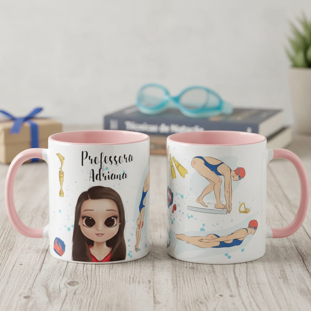 Caneca Presente Personalizado Natação Professor de Natação - Dia dos Professores (Natação)