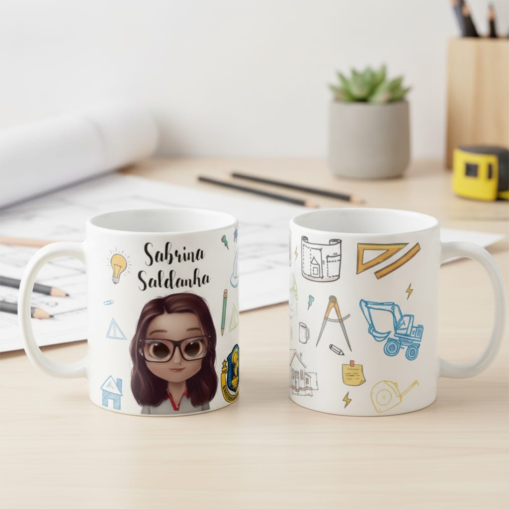 Caneca Presente Personalizado Profissão Engenharia Civil - Profissões (Engenheiro(a))