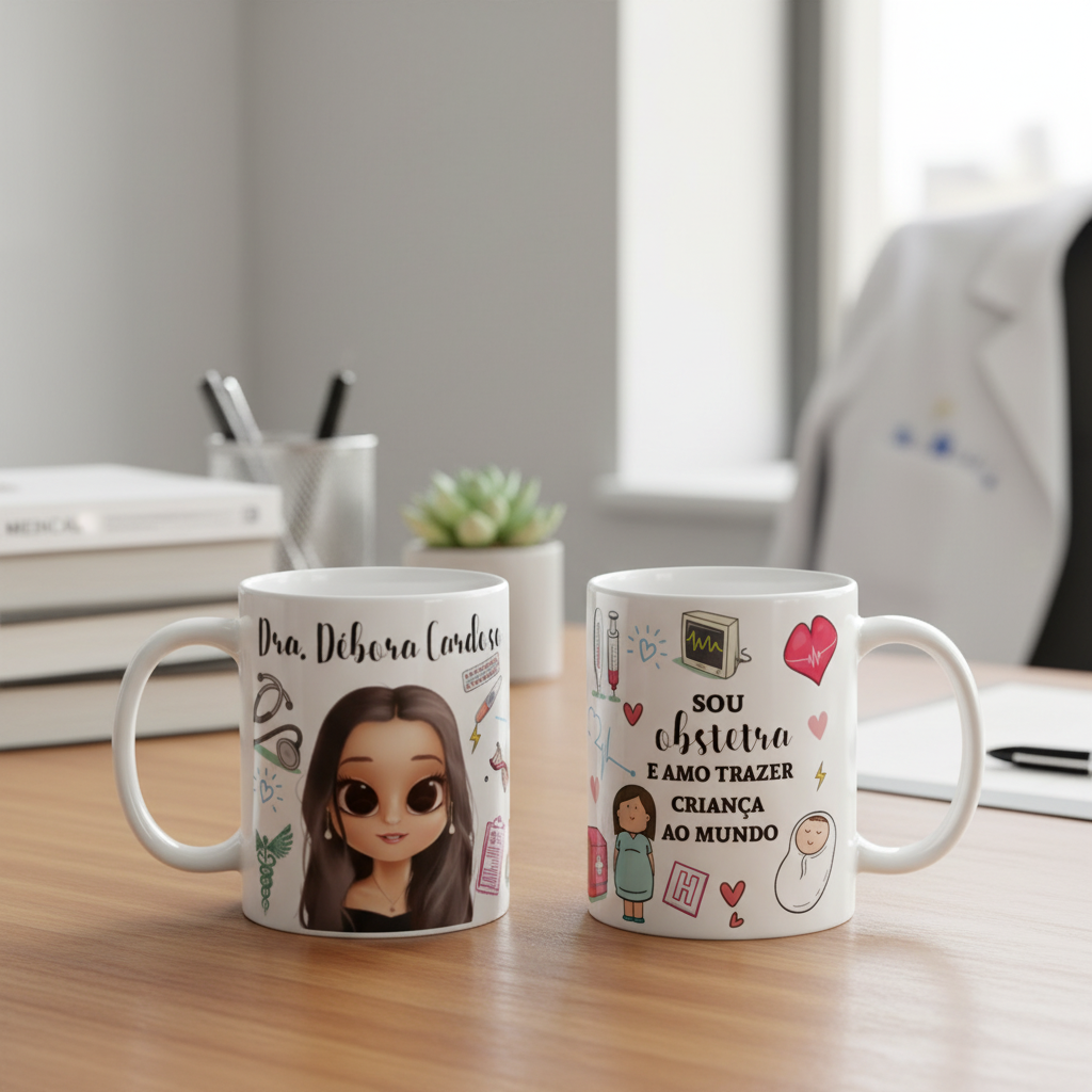 Caneca Presente Personalizado Profissão Medicina Obstetra - Profissões (Médico(a))