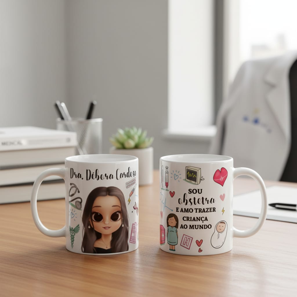 Caneca Presente Personalizado Profissão Medicina Obstetra - Profissões (Médico(a))