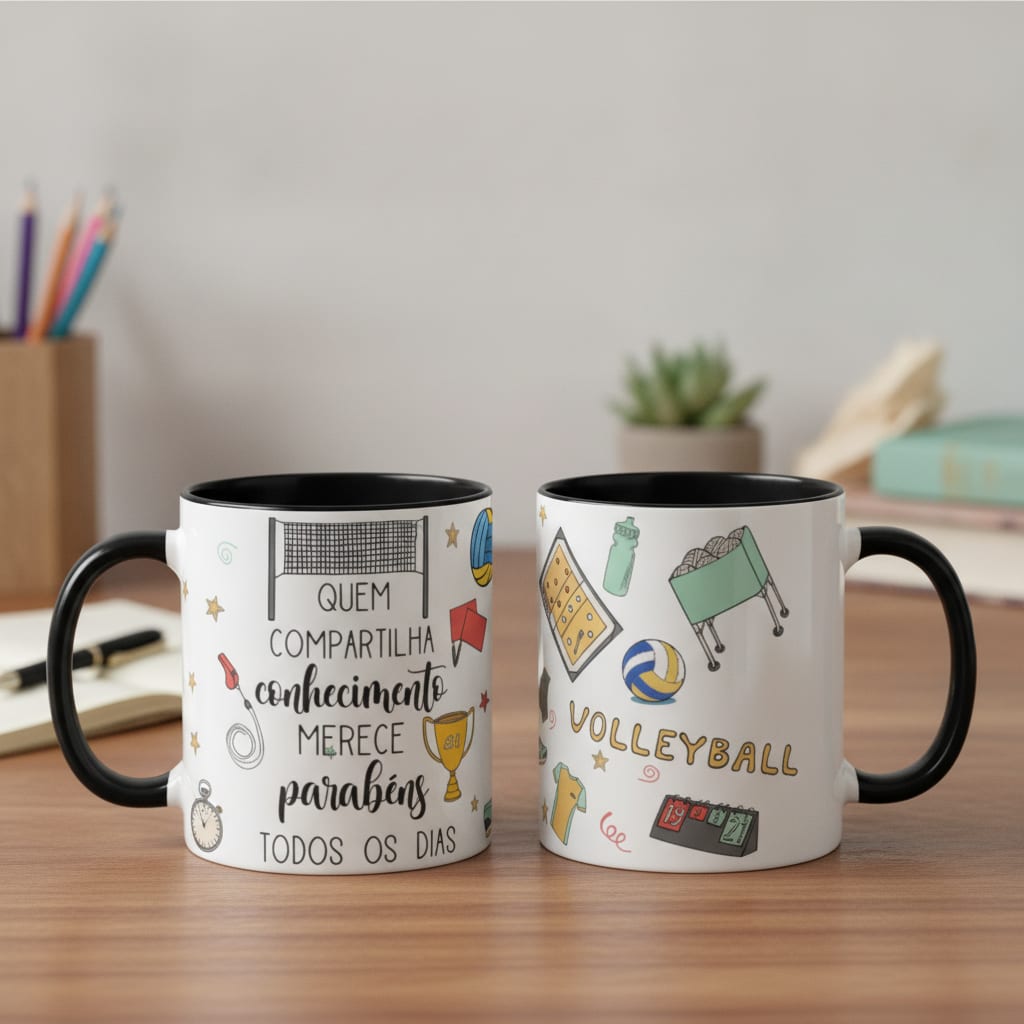 Caneca Presente Professor De Educação Física Técnico Volei - Dia dos Professores (Professor(a))