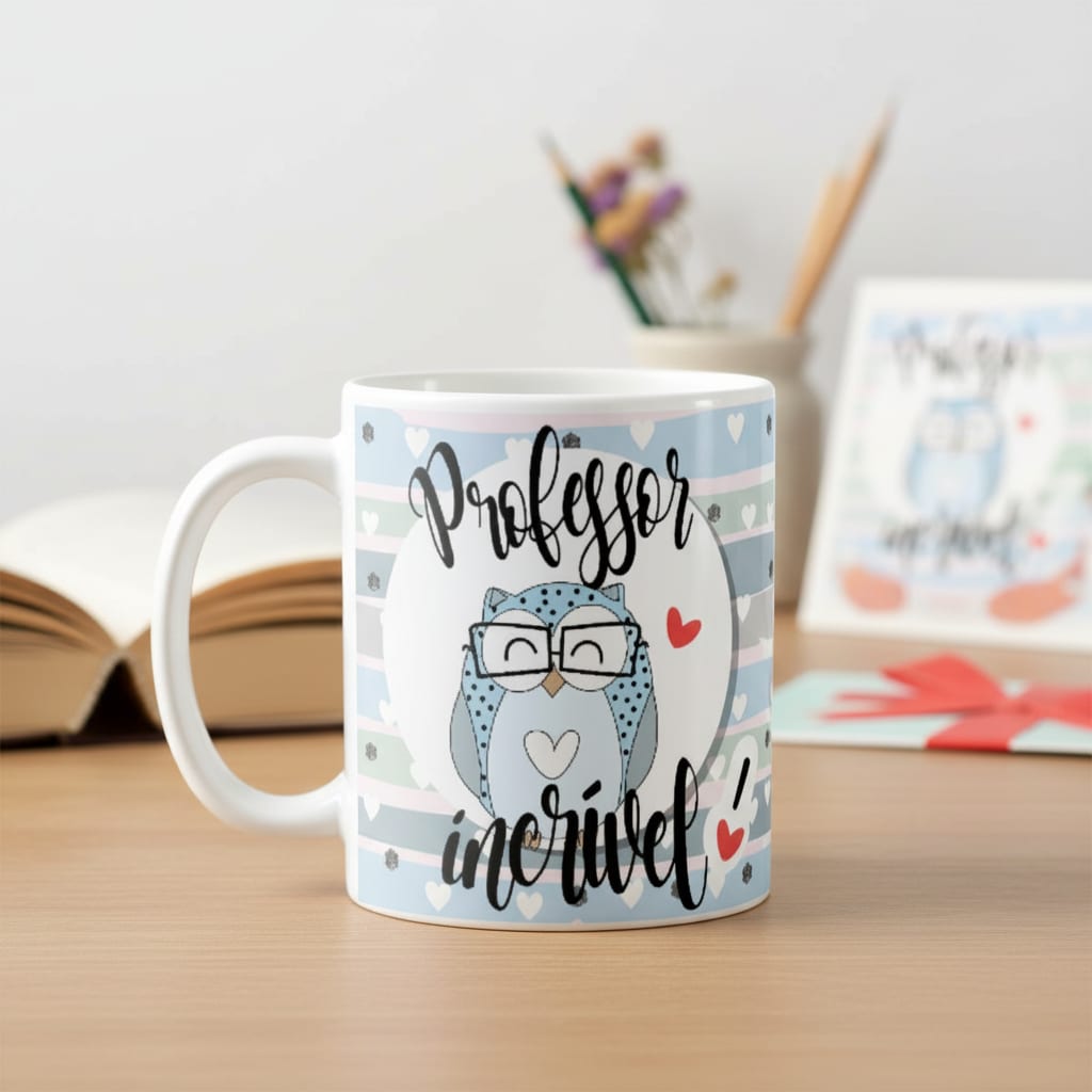 Caneca Presente Professor Incrível Coruja Lembrança