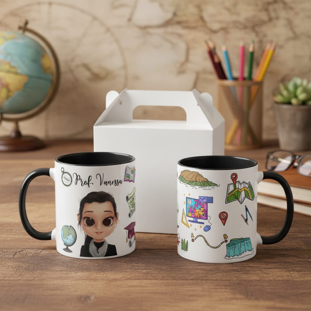 Caneca Presente Profissão Geógrafo Professor de Geografia - Dia dos Professores (Geografia)