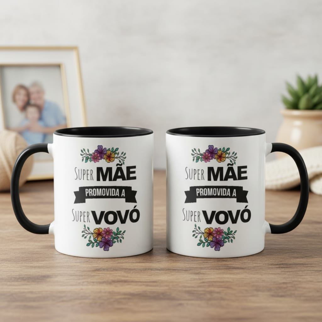 Caneca Presente Revelação Criativa Para Super Vovó Avó - Família (Avó)