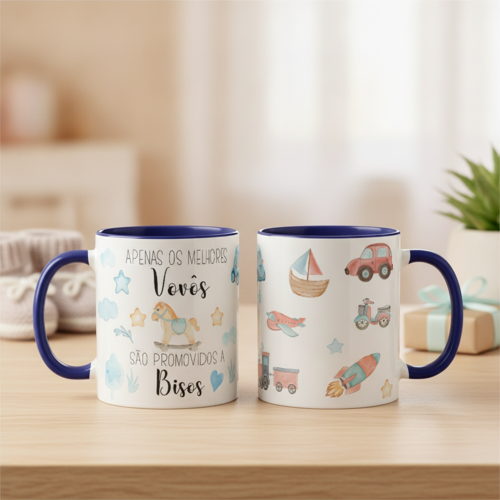 Caneca Presente Revelação de Gravidez Criativa Melhor Bisavô - Anúncio de Gravidez (Bisavô)