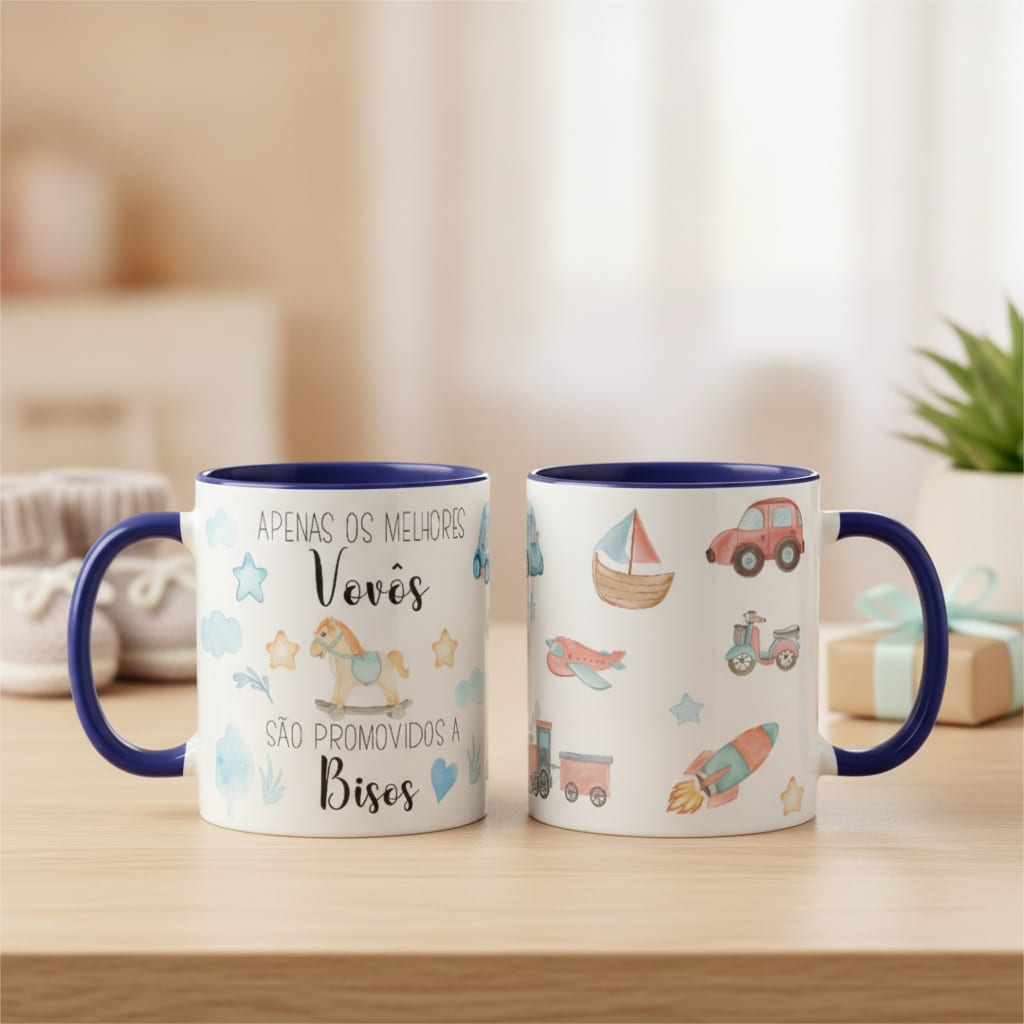 Caneca Presente Revelação de Gravidez Criativa Melhor Bisavô - Anúncio de Gravidez (Bisavô)
