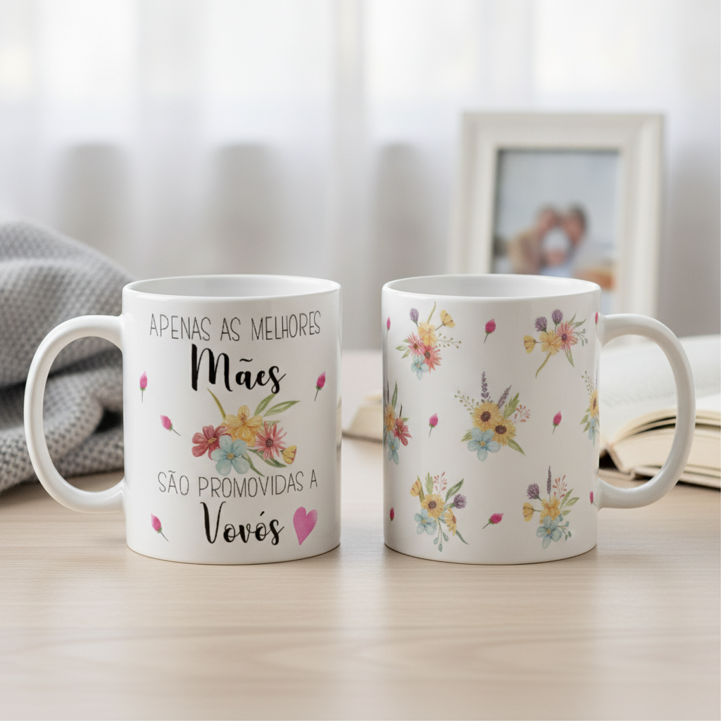 Caneca Presente Revelação de Gravidez Criativa Melhor Vovó - Família (Avós)