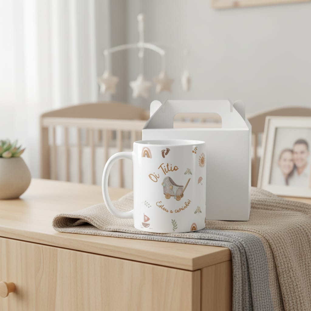 Caneca Presente Revelação Especial Oi Titio Estou a Caminho - Família (Tio)