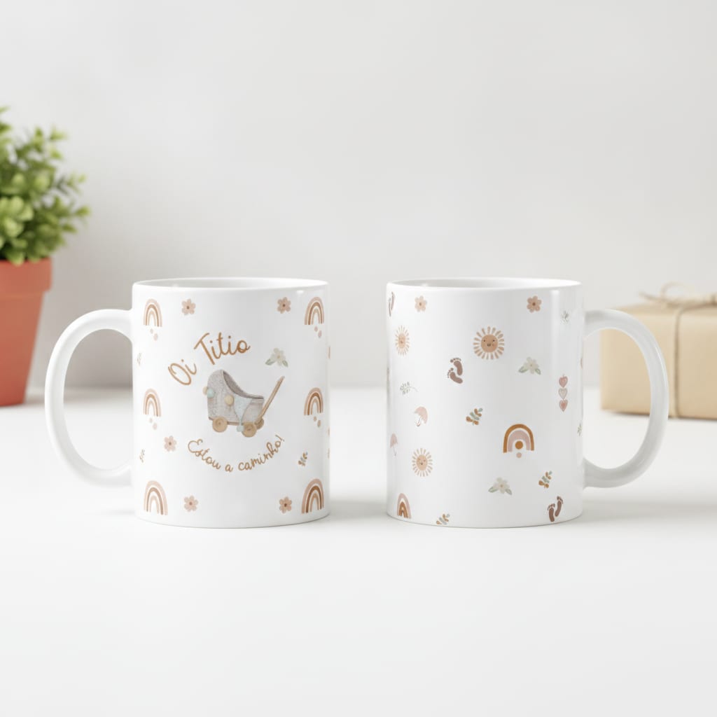 Caneca Presente Revelação Especial Oi Titio Estou a Caminho - Família (Tio)