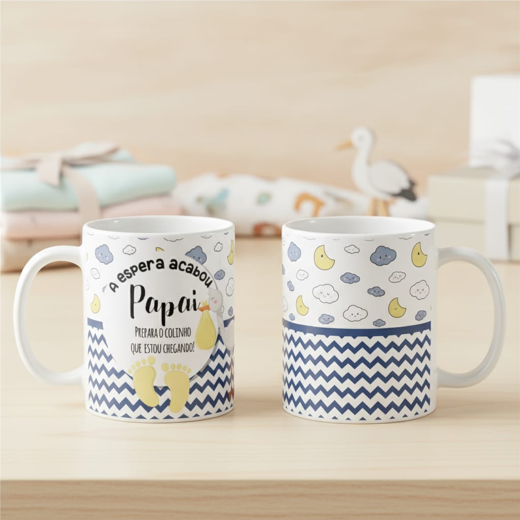 Caneca Presente Revelação Gravidez Gestação Papai Colinho - Anúncio de Gravidez (Família/Geral)