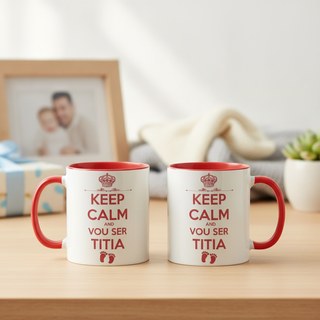 Caneca Presente Surpresa Revelação Gravidez Futura Tia Titia Branco - Família (Tia)