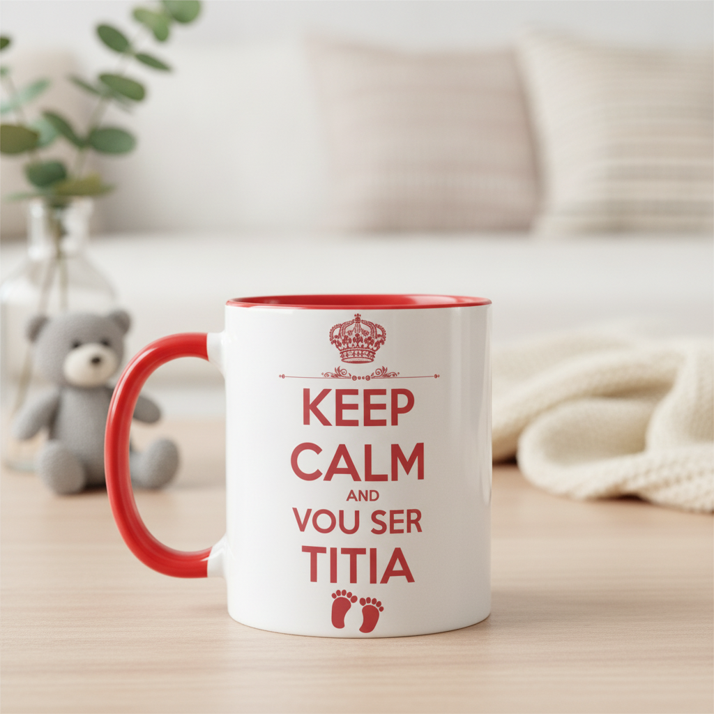 Caneca Presente Surpresa Revelação Gravidez Futura Tia Titia Branco