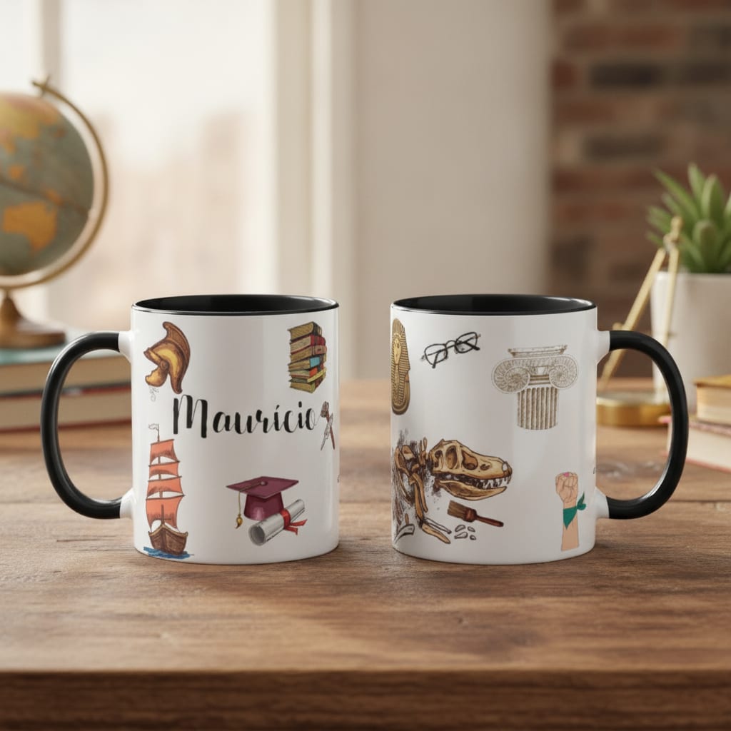 Caneca Professor de História Presente Personalizado com Nome - Dia dos Professores (História)