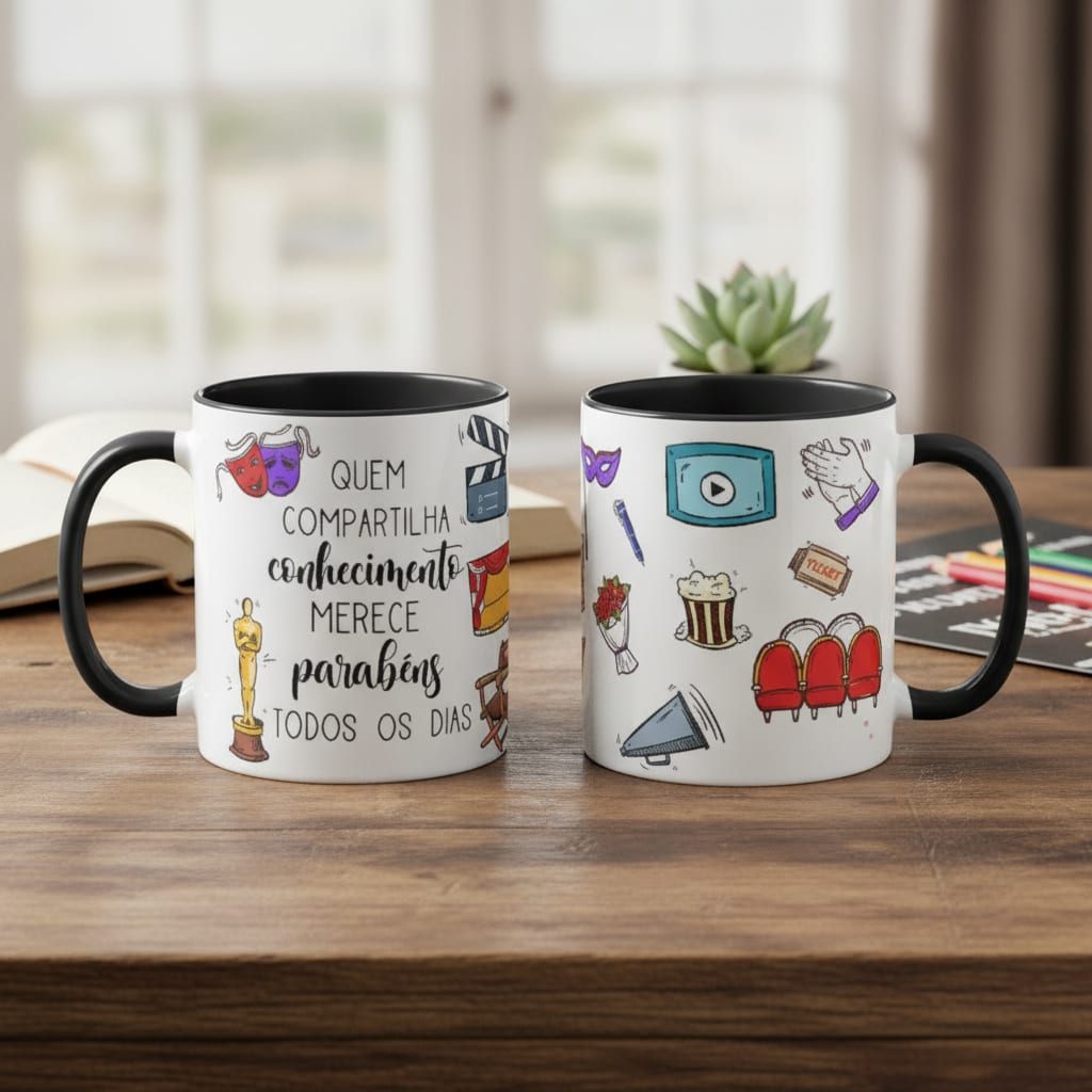 Caneca Professora de Teatro Dia dos Professores Presente Criativo Escola 🎭 - Dia dos Professores (Teatro)