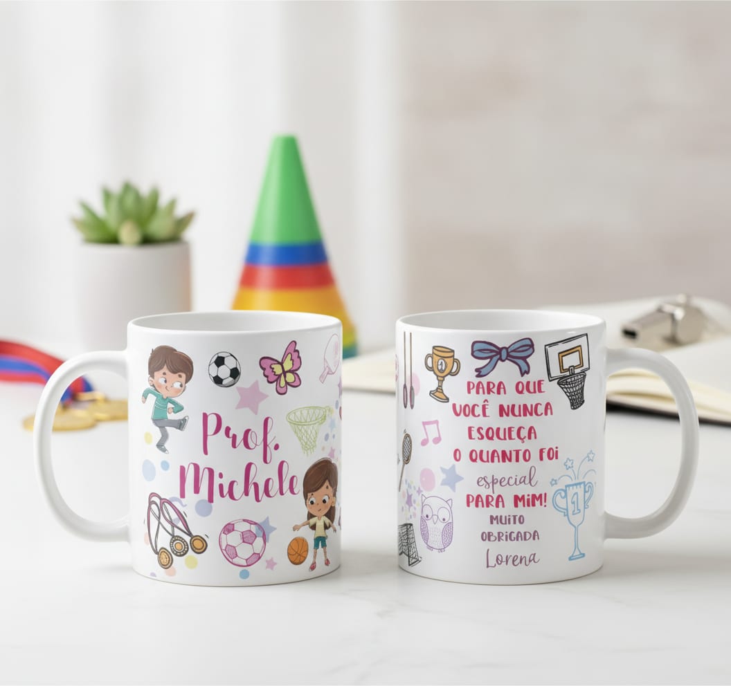 Caneca Professora Presente Professores Educação Física - Dia dos Professores (Educação Física)
