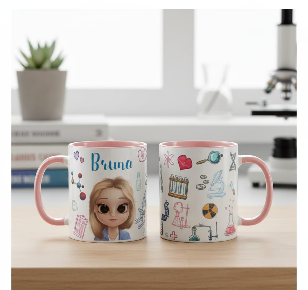 Caneca Profissão Biomedicina Presente Criativo Biomédica - Profissões (Biomedico(a))