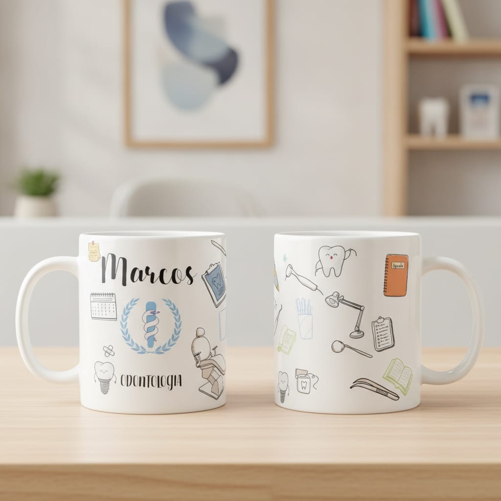 Caneca Profissão Dentista Presente Odontologia com Nome - Profissões (Dentista)