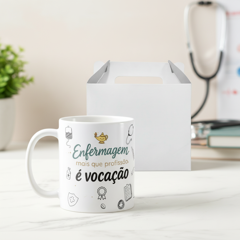 Caneca Profissão Enfermagem Hospital Presente É Uma Vocação