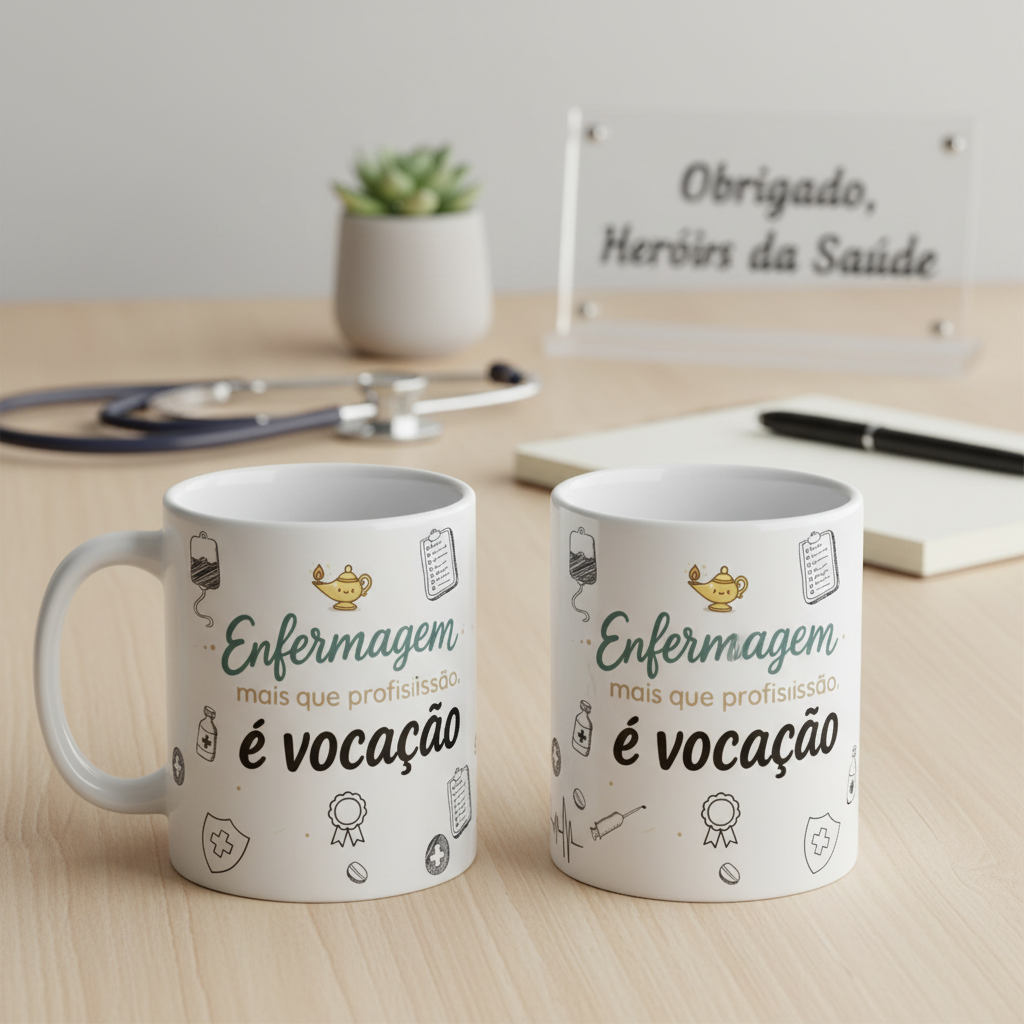 Caneca Profissão Enfermagem Hospital Presente É Uma Vocação