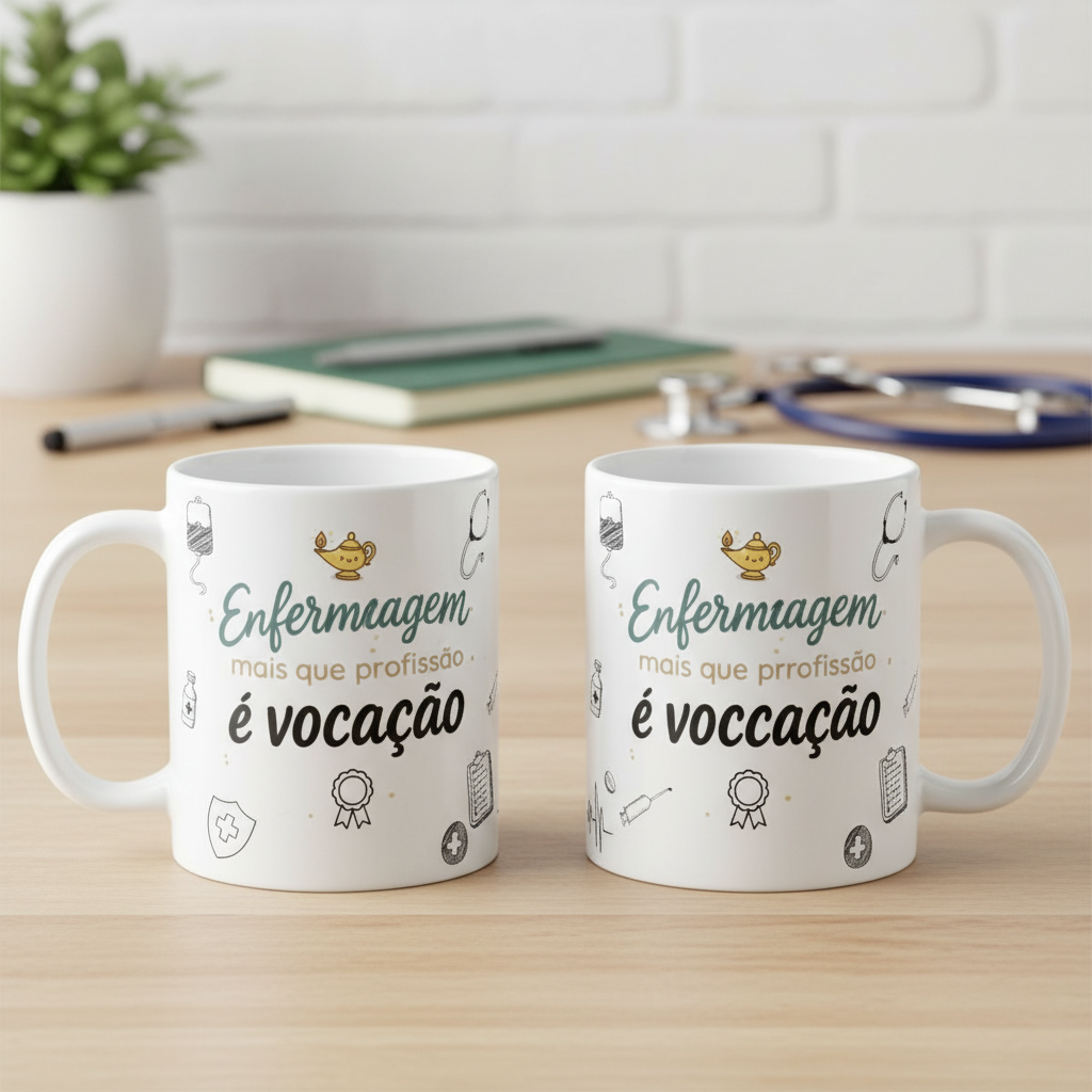 Caneca Profissão Enfermagem Hospital Presente É Uma Vocação - Profissões (Enfermeiro(a))