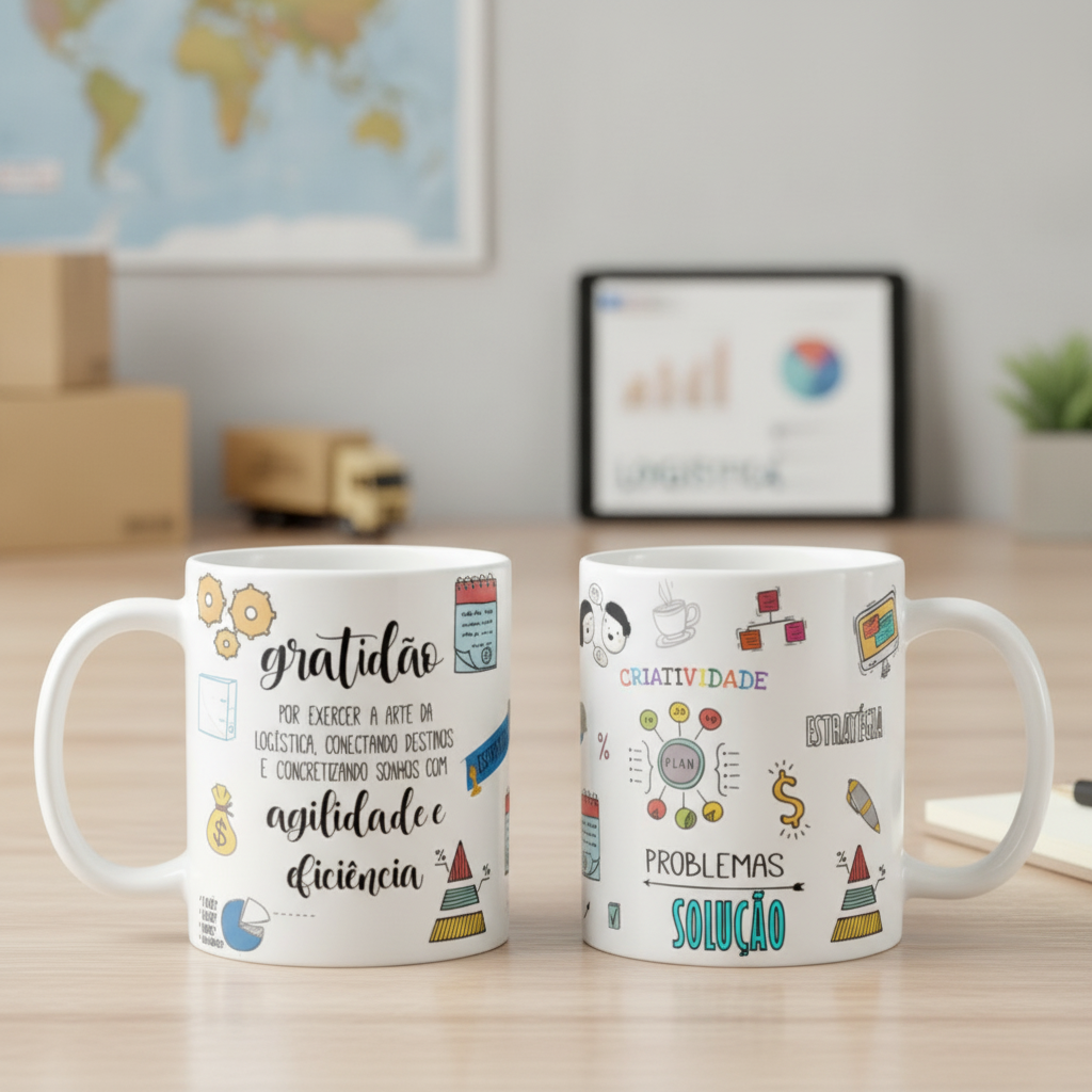 Caneca Profissão Logistica Criativo Empresa de Transporte - Profissões (Logística)