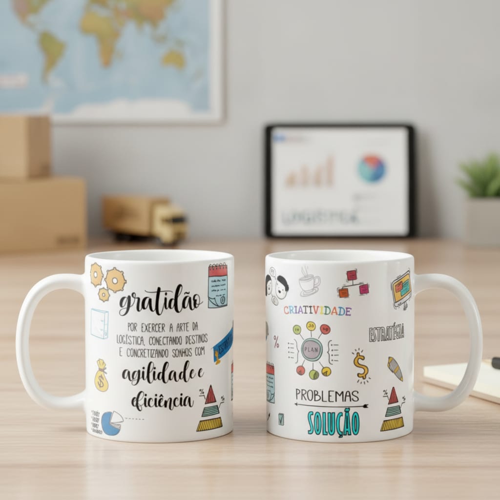 Caneca Profissão Logistica Criativo Empresa de Transporte - Profissões (Logística)
