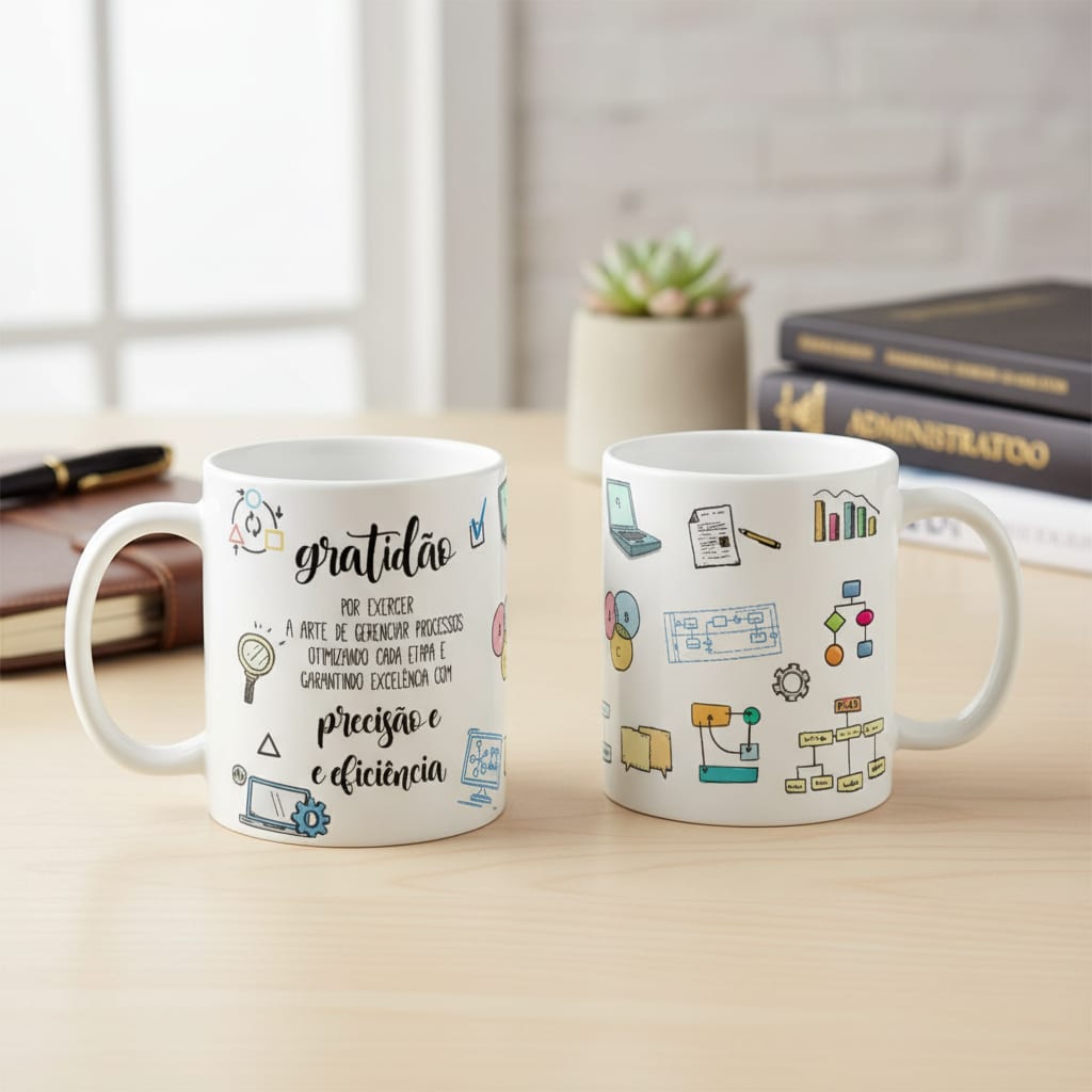 Caneca Profissão Presente Criativo Gestão de Processos - Profissões (Administrador(a))