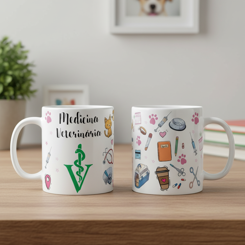 Caneca Profissão Presente Criativo Medicina Veterinária - Profissões (Medicina Veterinária)